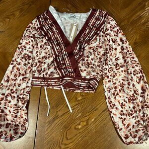 Do+Be Womens Shirt: Silk, Cropped, Long Sleeve: New With Tags: Size Small